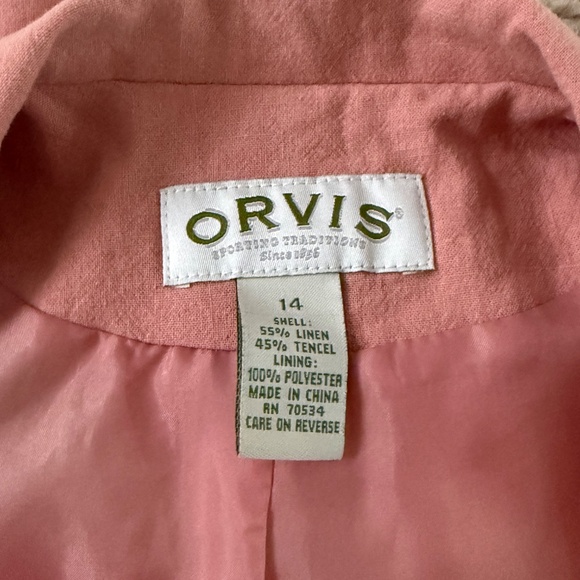 Women's Orvis Pink Linen Blend Blazer, Fully Lined, Size 14 - Picture 10 of 11